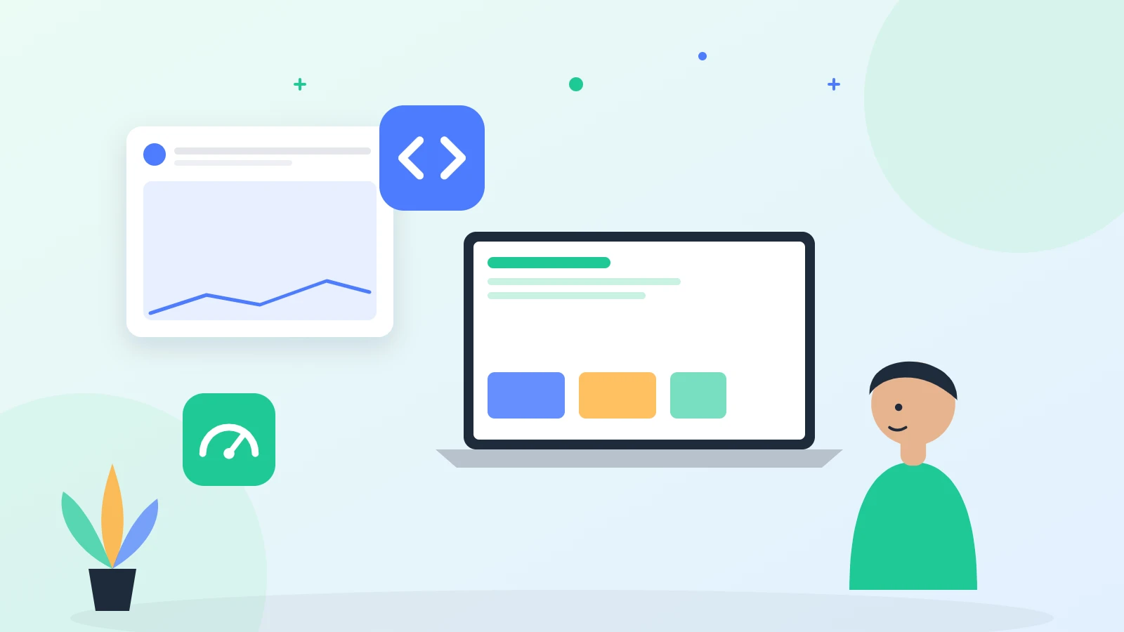 Illustration of optimising website code for page speed