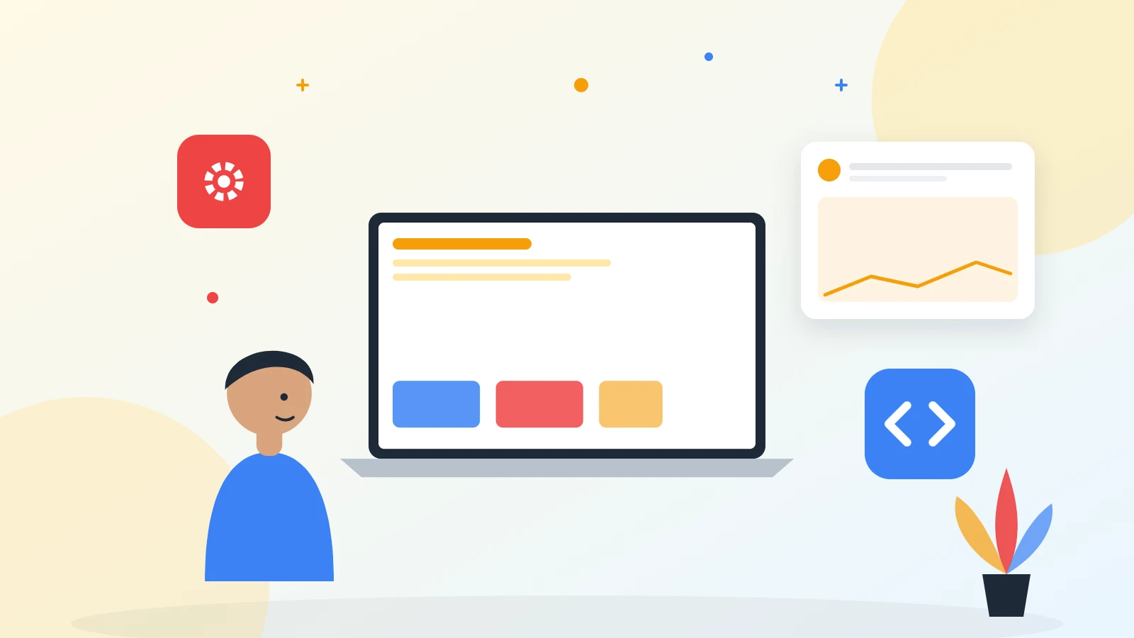 Illustration of custom WordPress development on a laptop