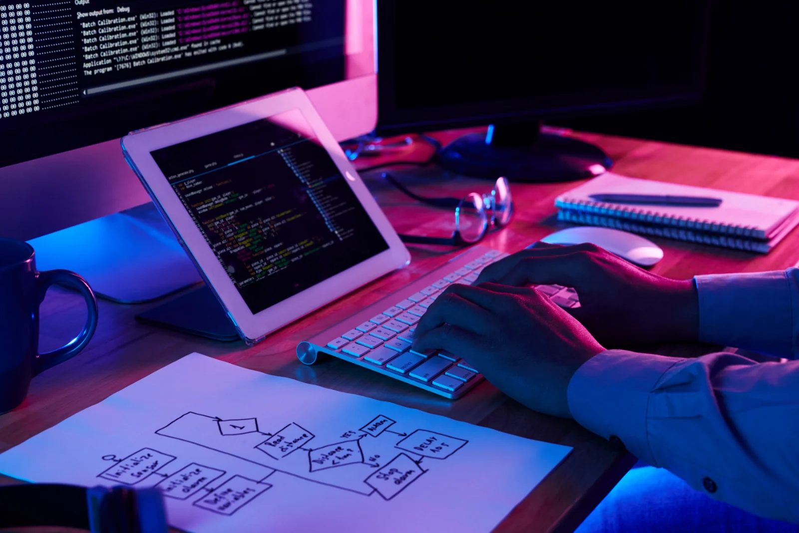 Developer writing custom WordPress code at his desk