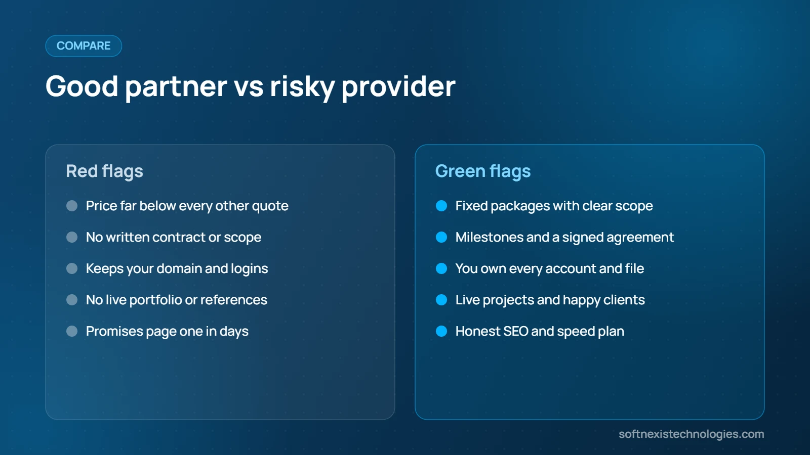 Red flags when choosing a web development company