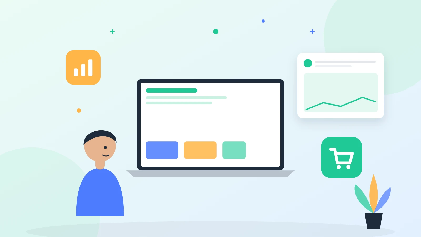 Illustration of a Shopify store with rising conversion rate
