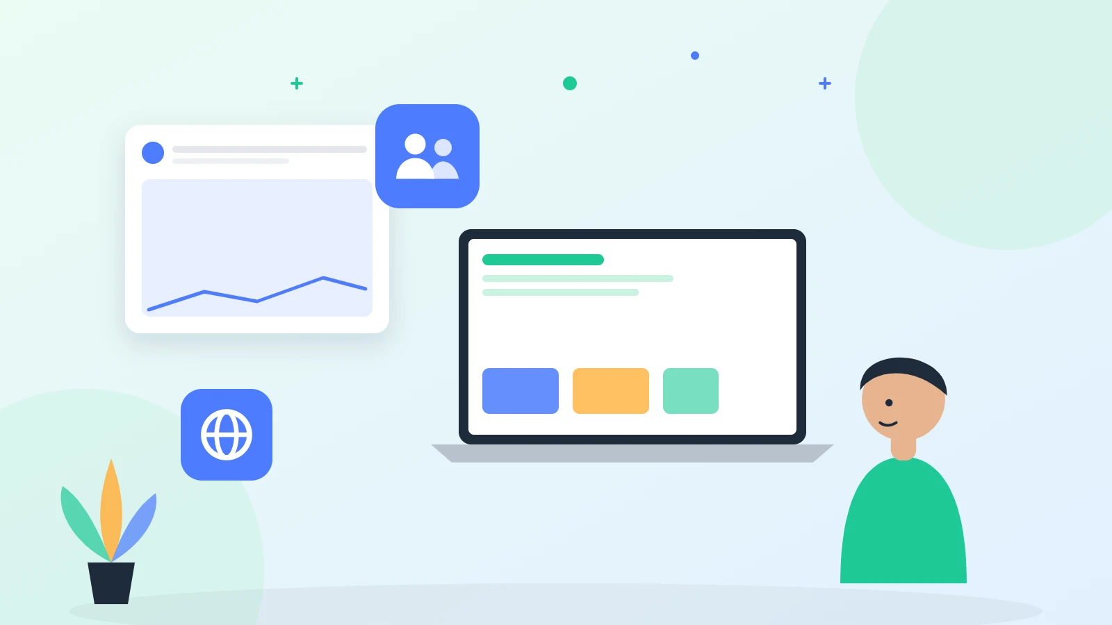 Illustration of global collaboration on a website project