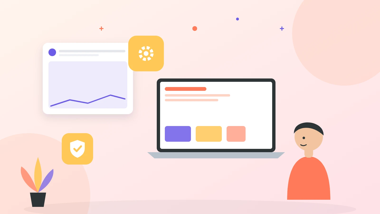 Illustration of a technician updating a website